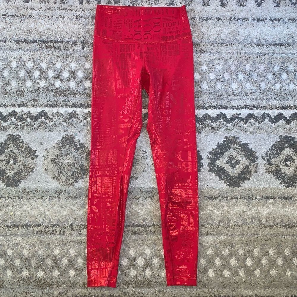 Lululemon Wunder Under Hi-Rise Tight Full-On Luxtreme Manifesto Foil Dark Red 6